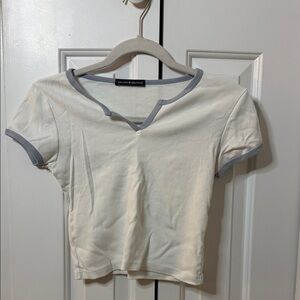 Brandy Melville White and Gray Short Sleeve Tee